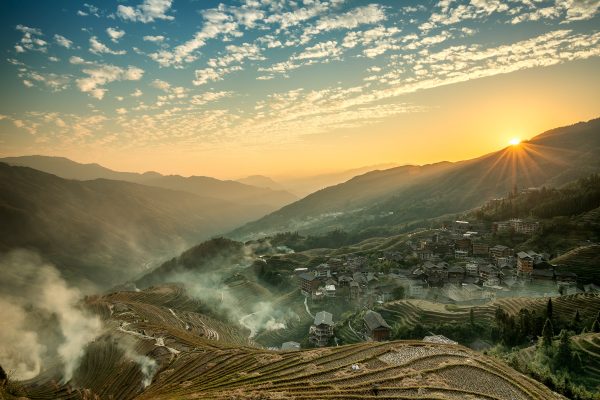 Sunset on the Longsheng Rice Terraces