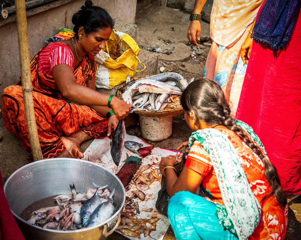 Dharavi Mumbai slum selling fish